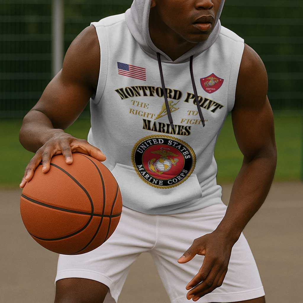 Montford Point Marines Sleeveless Hoodie African American Heroes White - African Pride