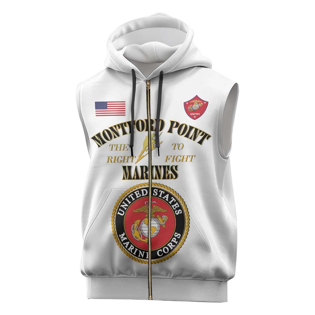 Montford Point Marines Sleeveless Zip Hoodie African American Heroes White - African Pride