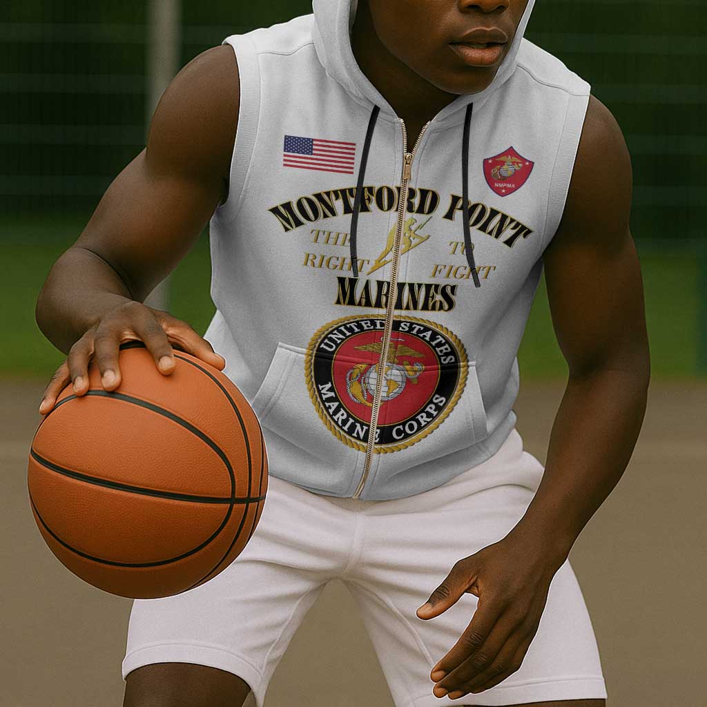 Montford Point Marines Sleeveless Zip Hoodie African American Heroes White - African Pride