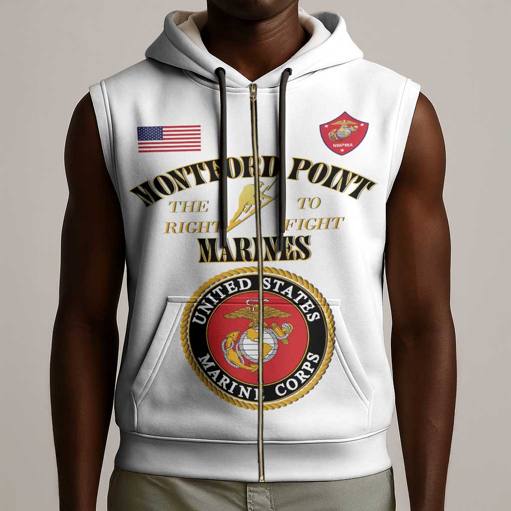 Montford Point Marines Sleeveless Zip Hoodie African American Heroes White - African Pride