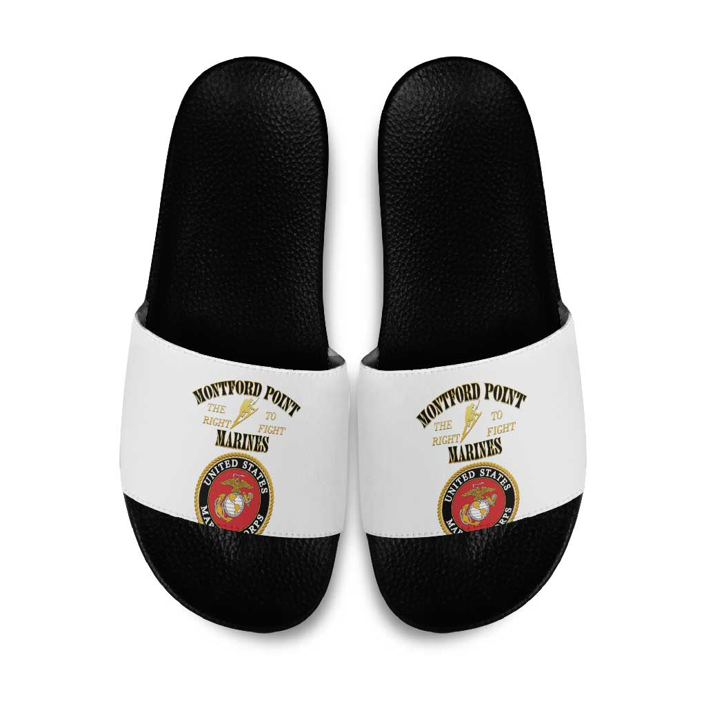 African American Marine Corps Legacy Slide Sandals Montford Point Heritage White