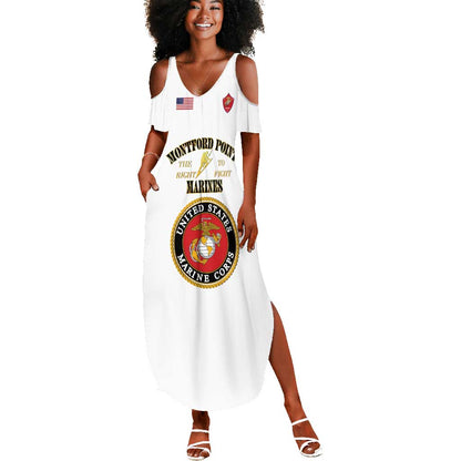 Montford Point Marines Summer Maxi Dress African American Heroes White - African Pride