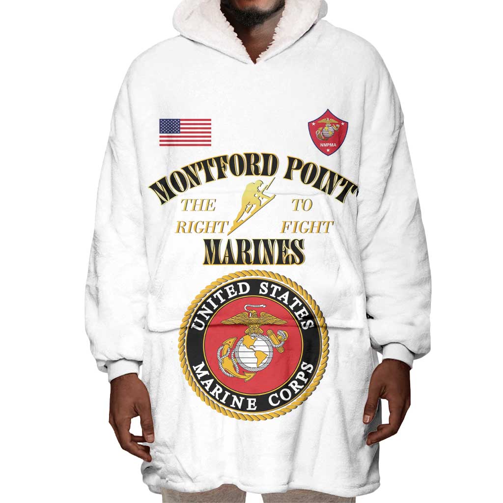 Montford Point Marines Wearable Blanket Hoodie African American Heroes White - African Pride