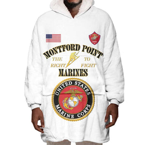 Montford Point Marines Wearable Blanket Hoodie African American Heroes White - African Pride