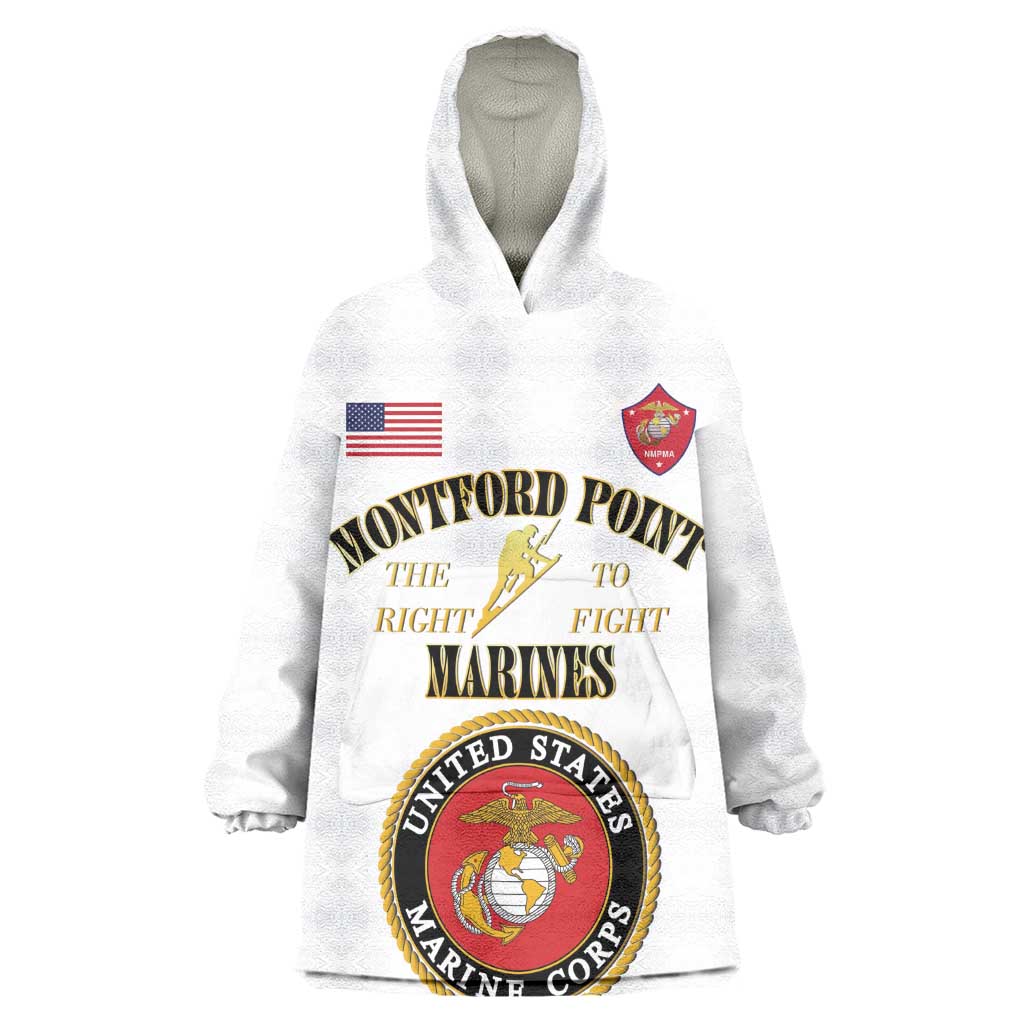 Montford Point Marines Wearable Blanket Hoodie African American Heroes White - African Pride