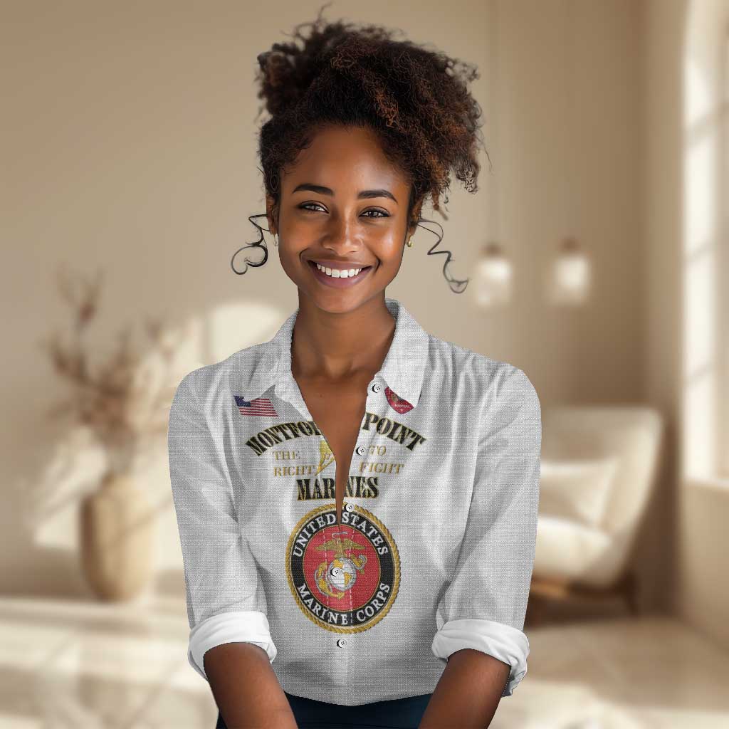 Montford Point Marines Women Casual Shirt African American Heroes White - African Pride