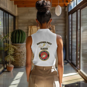 Montford Point Marines Women Sleeveless Polo Shirt African American Heroes White - African Pride