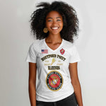 Montford Point Marines Women V-Neck T-Shirt African American Heroes White - African Pride