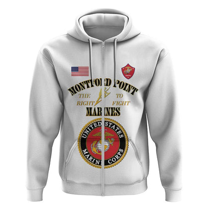 Montford Point Marines Zip Hoodie African American Heroes White - African Pride