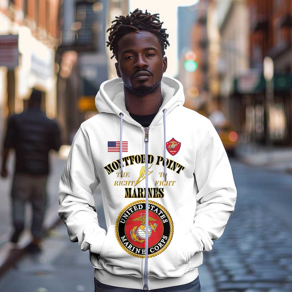 Montford Point Marines Zip Hoodie African American Heroes White - African Pride