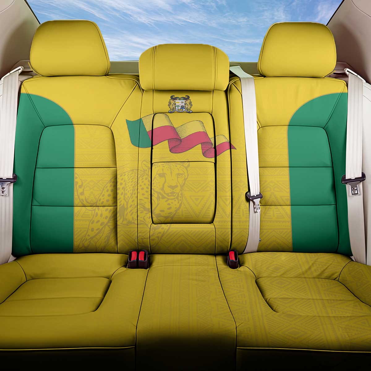 Afro Benin Football Back Car Seat Cover Come On Les Guepards - African Pride