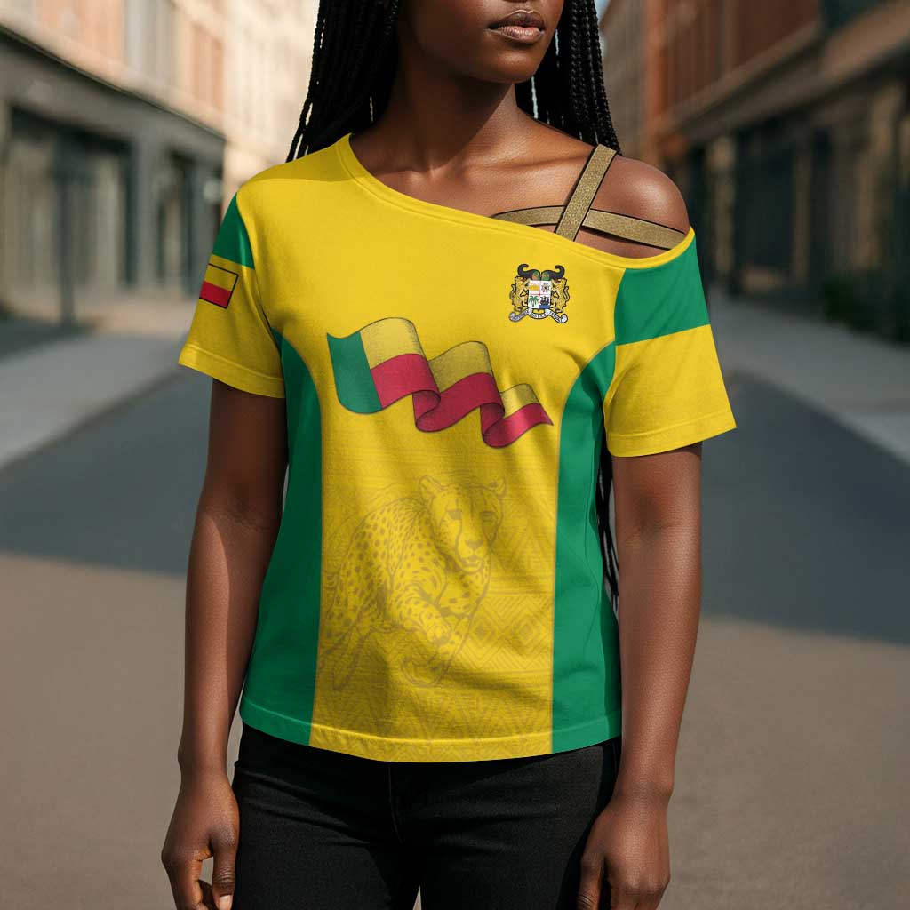 Custom Benin Football Cross Shoulder Shirt Go Champions Les Guepards