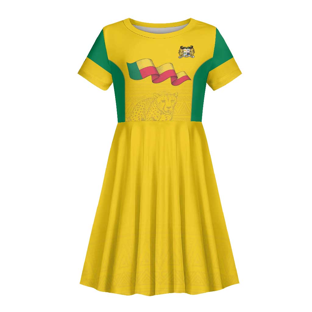 Afro Benin Football Custom Kid Short Sleeve Dress Come On Les Guepards - African Pride