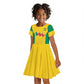 Afro Benin Football Custom Kid Short Sleeve Dress Come On Les Guepards - African Pride