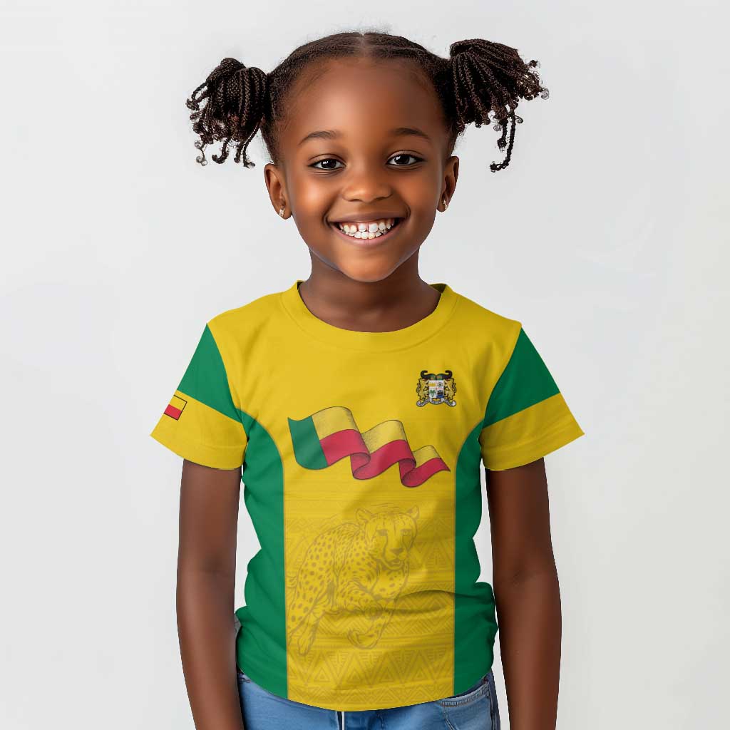 Afro Benin Football Custom Kid T shirt Come On Les Guepards - African Pride