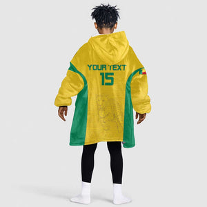 Afro Benin Football Custom Kid Wearable Blanket Hoodie Come On Les Guepards - African Pride