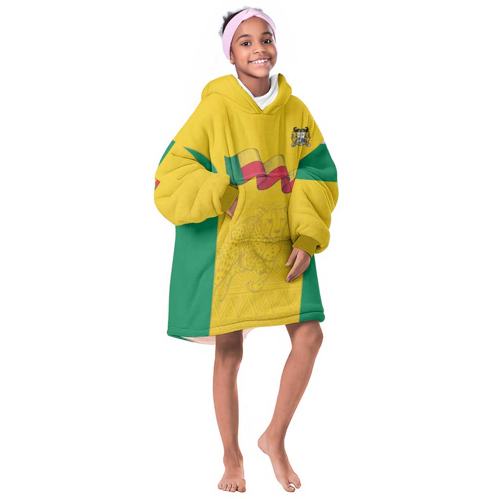 Afro Benin Football Custom Kid Wearable Blanket Hoodie Come On Les Guepards - African Pride