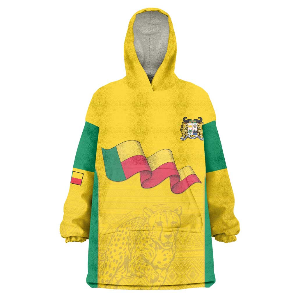 Afro Benin Football Custom Kid Wearable Blanket Hoodie Come On Les Guepards - African Pride