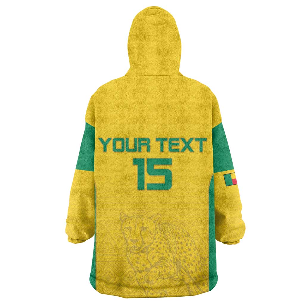 Afro Benin Football Custom Kid Wearable Blanket Hoodie Come On Les Guepards - African Pride