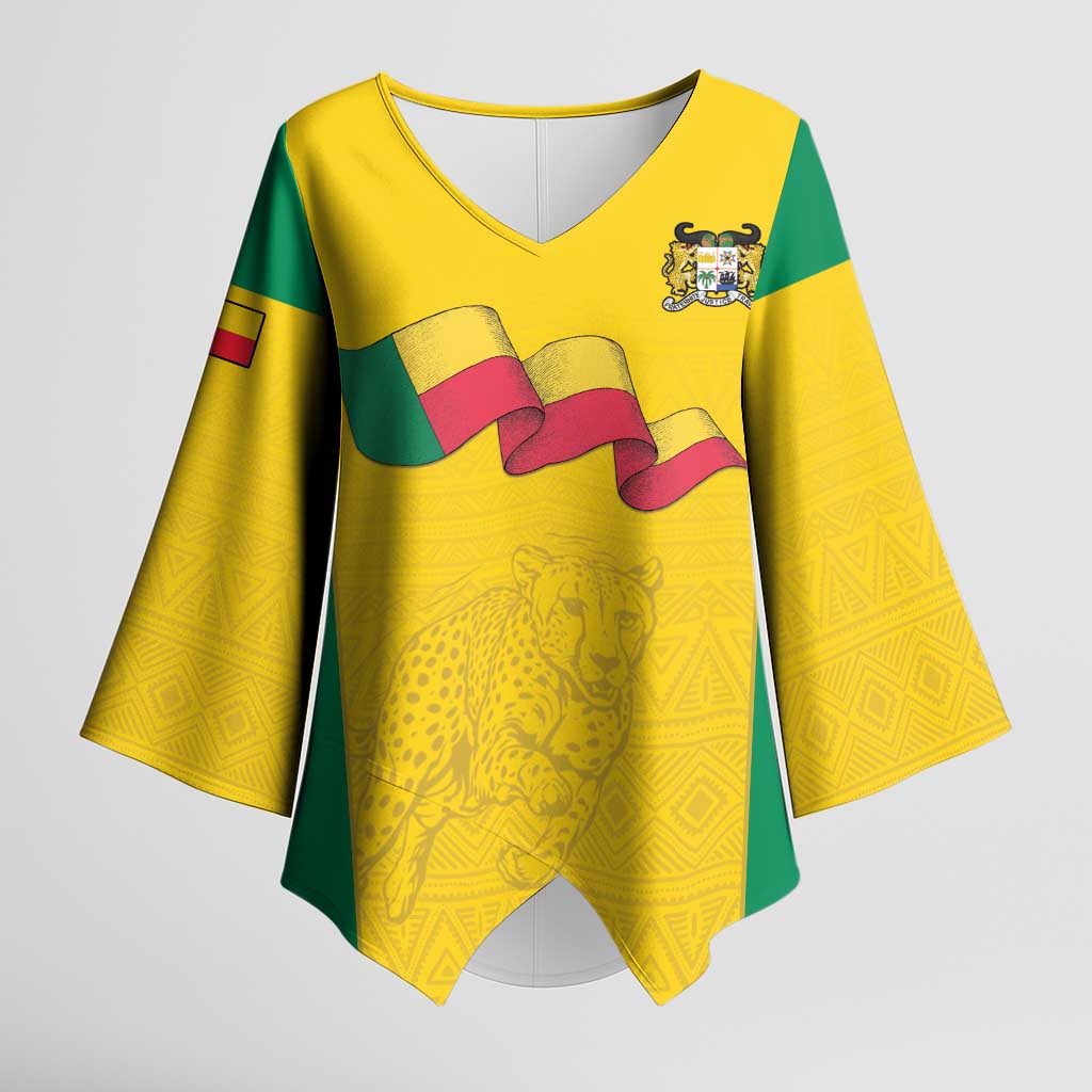 Custom Benin Football Kimono Sleeve Blouse Go Champions Les Guepards