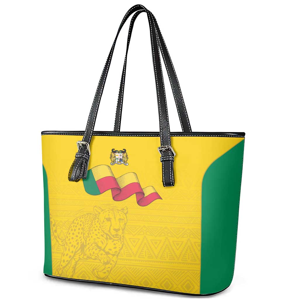Afro Benin Football Leather Tote Bag Come On Les Guepards - African Pride