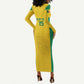 Afro Benin Football Custom Long Sleeve Bodycon Dress Come On Les Guepards - African Pride