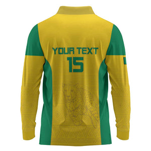Afro Benin Football Custom Long Sleeve Polo Shirt Come On Les Guepards - African Pride