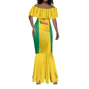 Afro Benin Football Custom Mermaid Dress Come On Les Guepards - African Pride