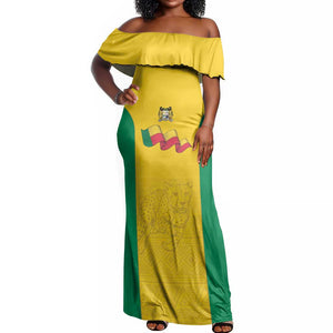 Afro Benin Football Custom Off Shoulder Maxi Dress Come On Les Guepards - African Pride