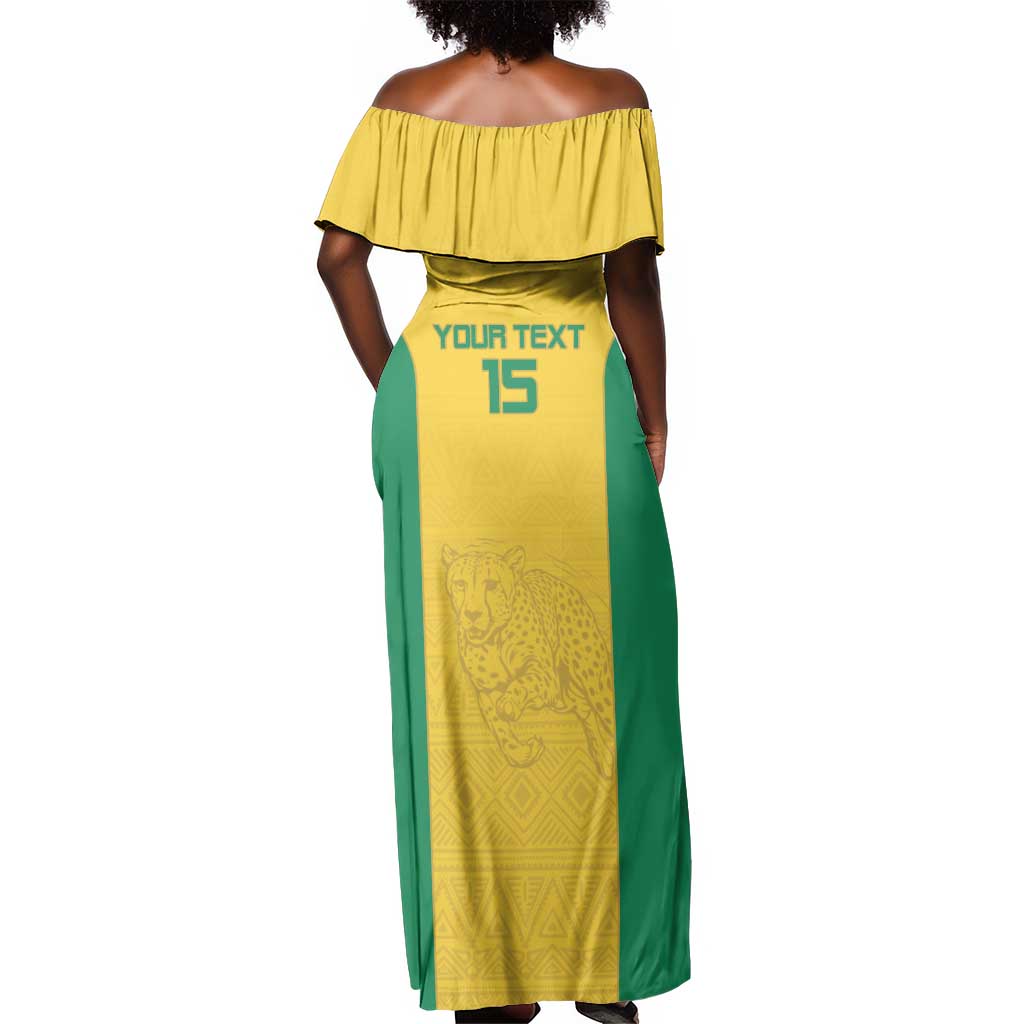 Afro Benin Football Custom Off Shoulder Maxi Dress Come On Les Guepards - African Pride