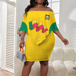 Afro Benin Football Custom Off Shoulder Short Dress Come On Les Guepards - African Pride