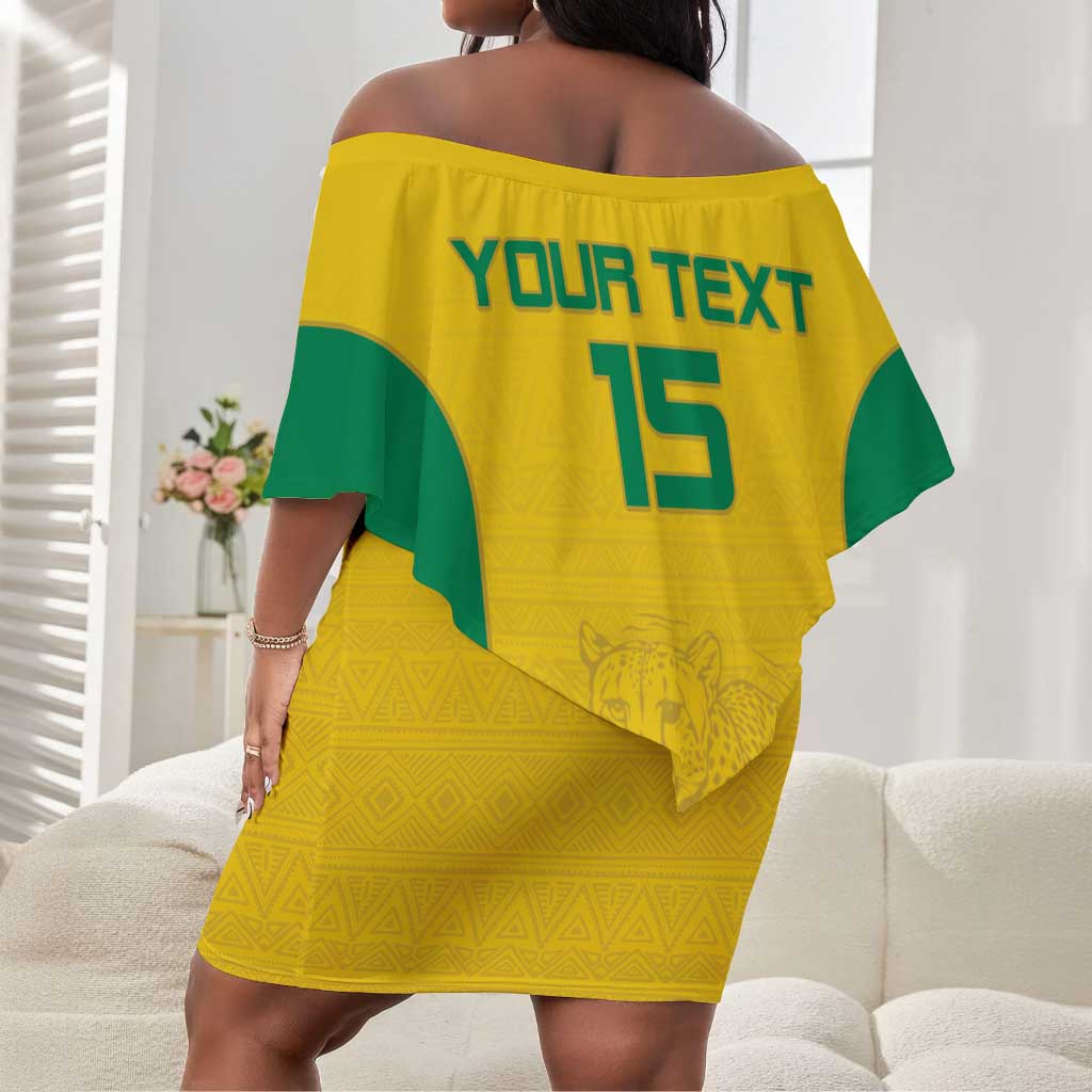 Afro Benin Football Custom Off Shoulder Short Dress Come On Les Guepards - African Pride