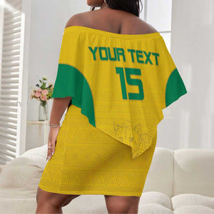 Afro Benin Football Custom Off Shoulder Short Dress Come On Les Guepards - African Pride