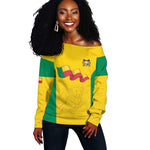 Afro Benin Football Custom Off Shoulder Sweater Come On Les Guepards - African Pride