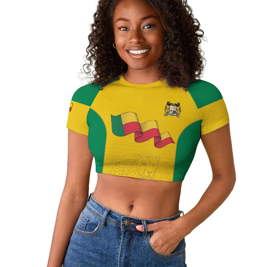 Afro Benin Football Custom Raglan Cropped T shirt Come On Les Guepards - African Pride