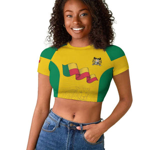 Afro Benin Football Custom Raglan Cropped T shirt Come On Les Guepards - African Pride
