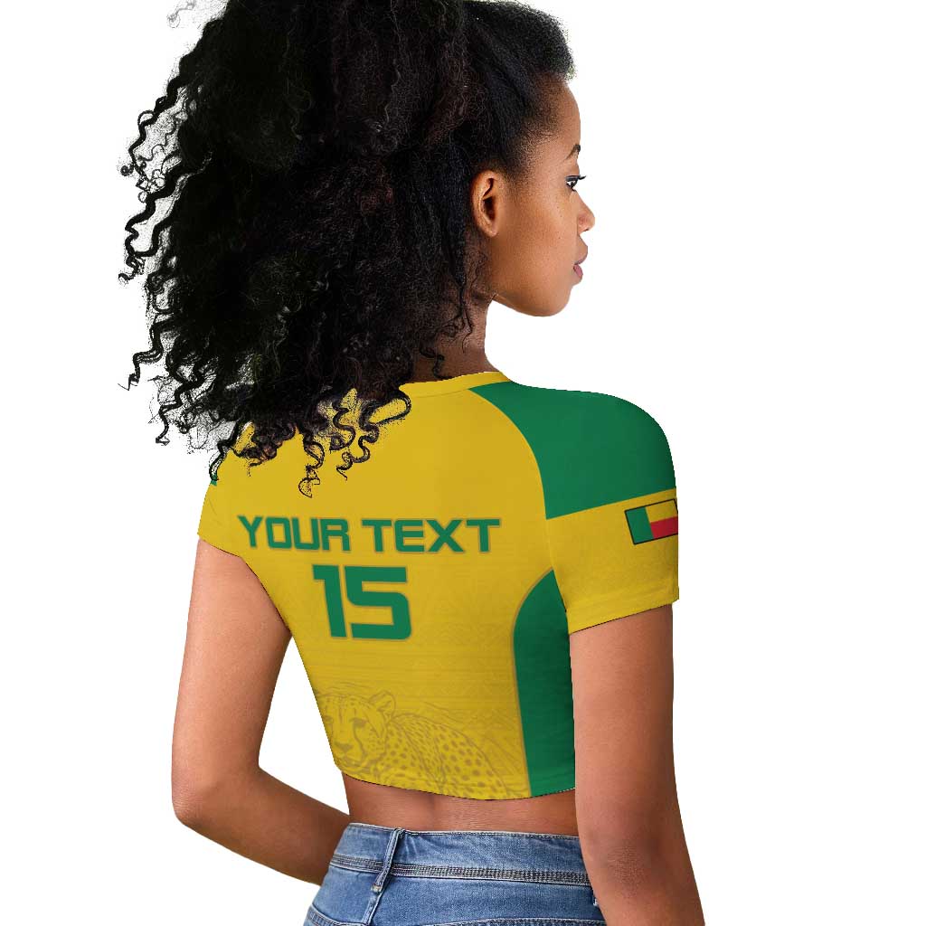Afro Benin Football Custom Raglan Cropped T shirt Come On Les Guepards - African Pride