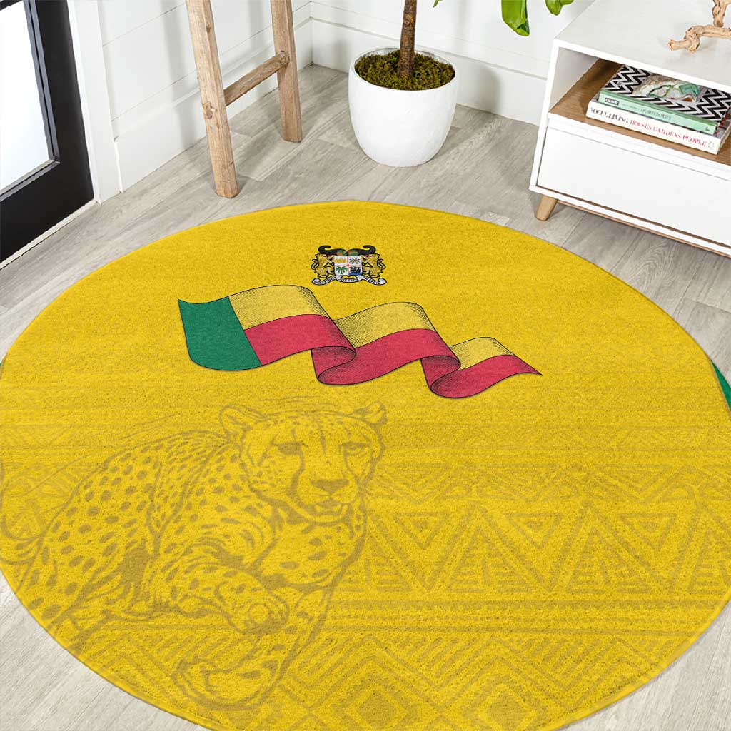 Afro Benin Football Round Carpet Come On Les Guepards - African Pride