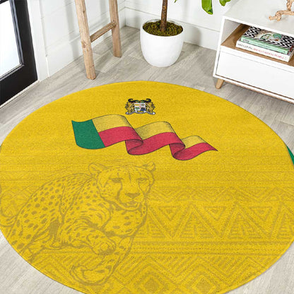 Afro Benin Football Round Carpet Come On Les Guepards - African Pride