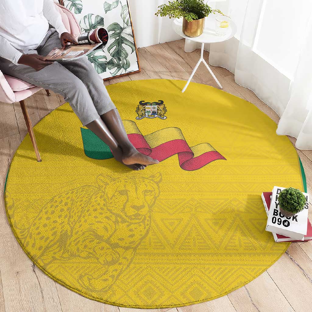 Afro Benin Football Round Carpet Come On Les Guepards - African Pride