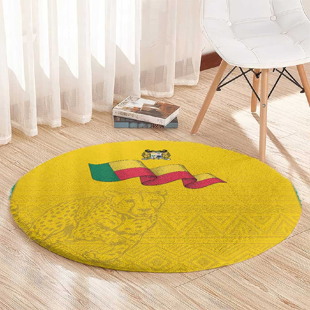Afro Benin Football Round Carpet Come On Les Guepards - African Pride