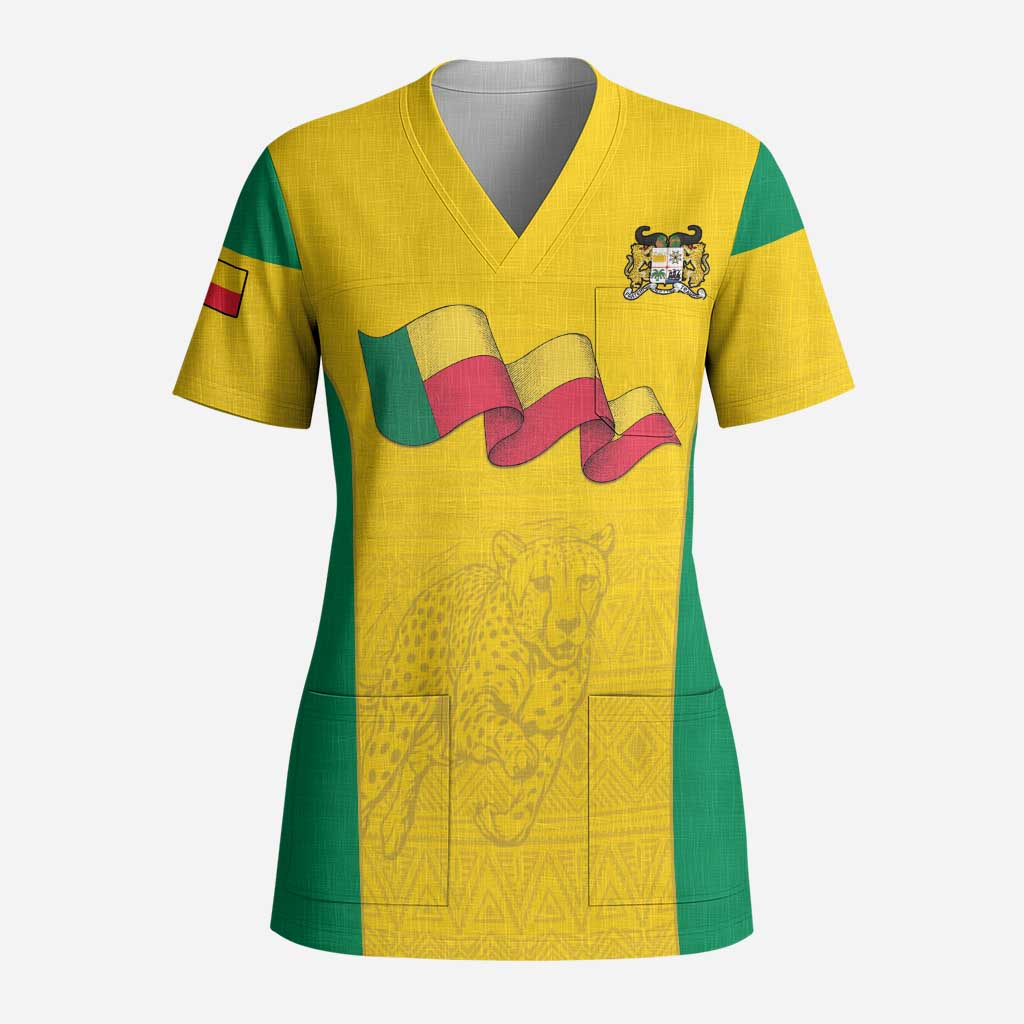 Afro Benin Football Custom Scrub Top Come On Les Guepards - African Pride