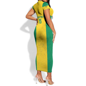Afro Benin Football Custom Short Sleeve Bodycon Dress Come On Les Guepards - African Pride