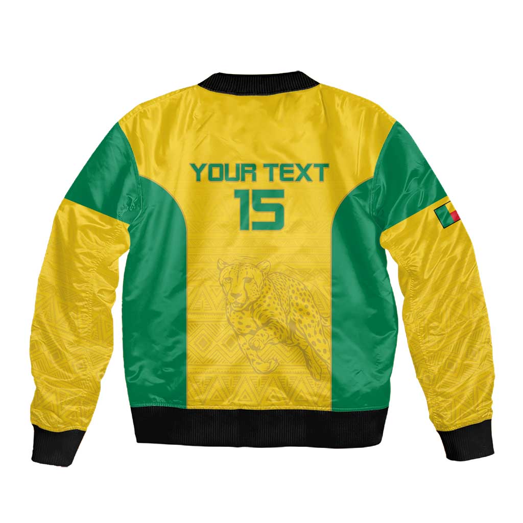 Afro Benin Football Custom Sleeve Zip Bomber Jacket Come On Les Guepards - African Pride
