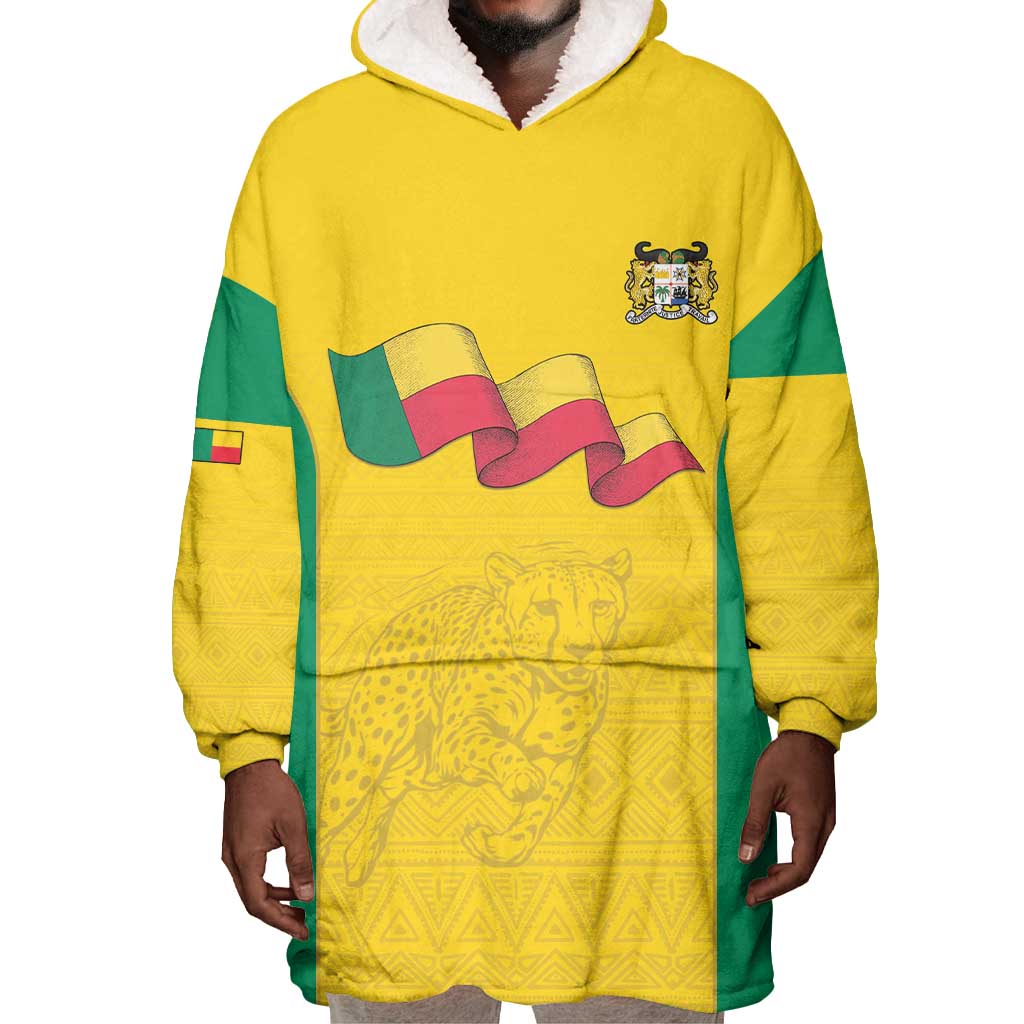 Afro Benin Football Custom Wearable Blanket Hoodie Come On Les Guepards - African Pride