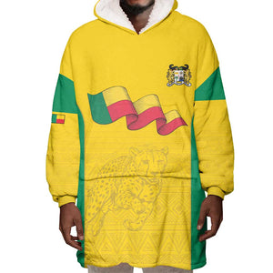 Afro Benin Football Custom Wearable Blanket Hoodie Come On Les Guepards - African Pride