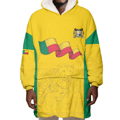 Afro Benin Football Custom Wearable Blanket Hoodie Come On Les Guepards - African Pride