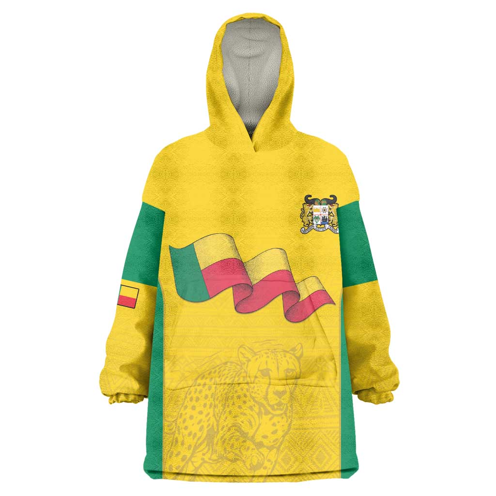 Afro Benin Football Custom Wearable Blanket Hoodie Come On Les Guepards - African Pride