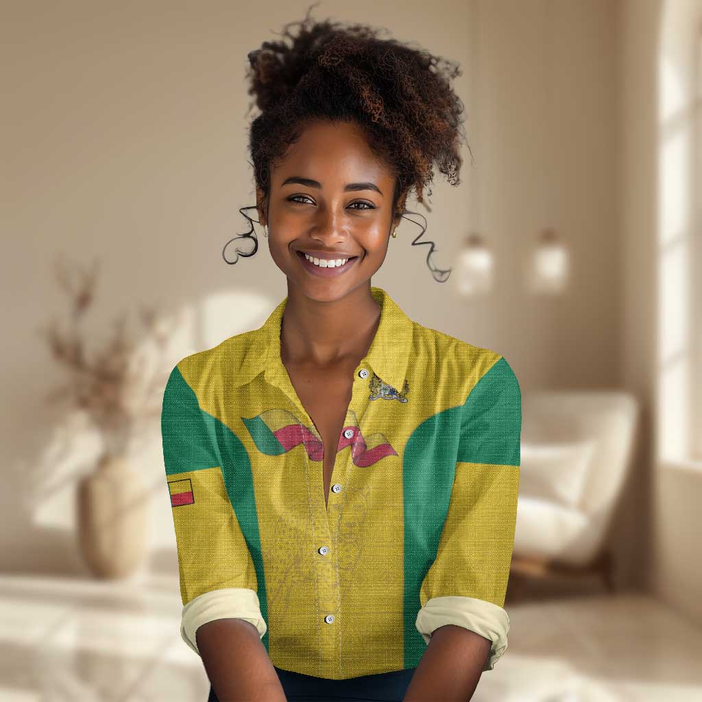 Afro Benin Football Custom Women Casual Shirt Come On Les Guepards - African Pride