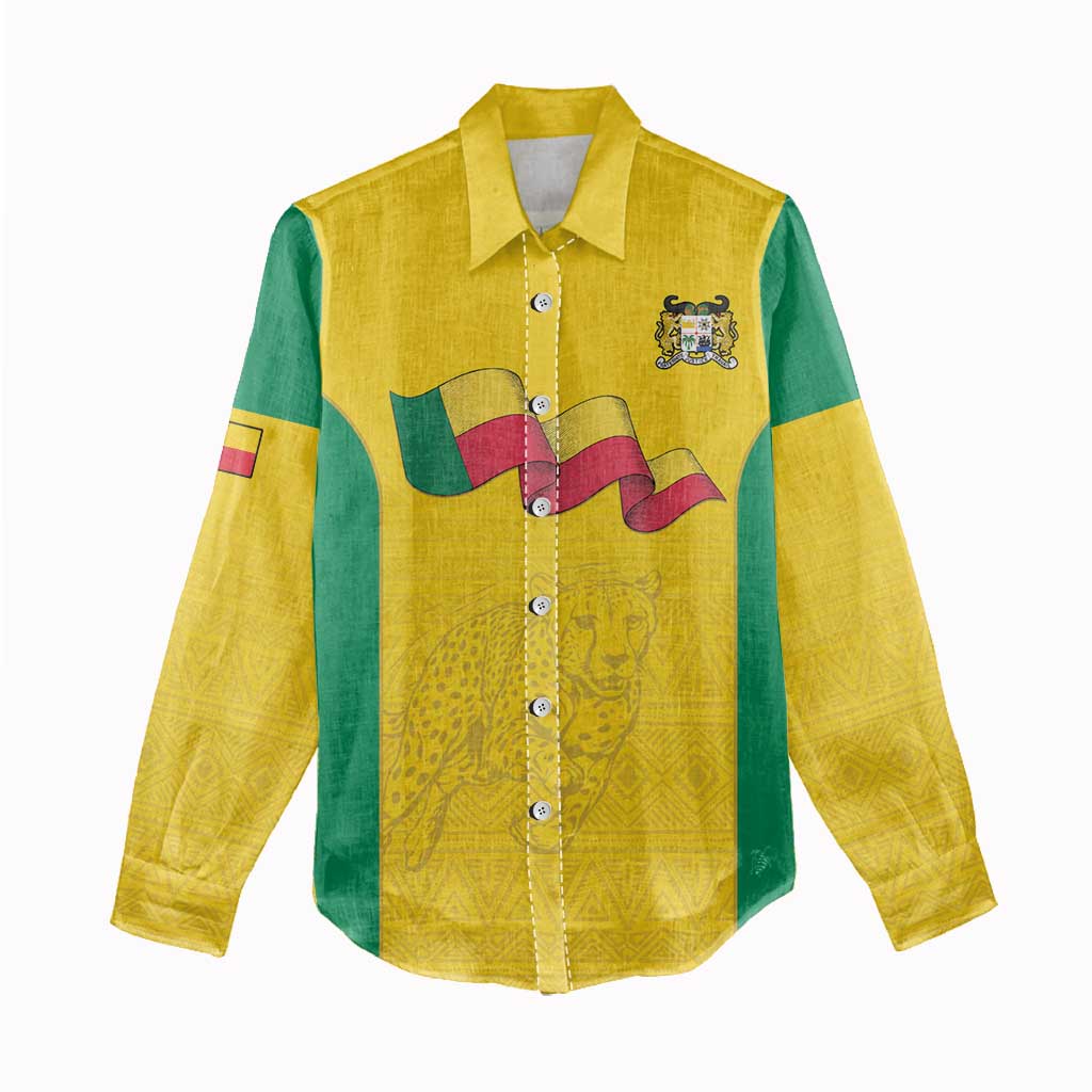 Afro Benin Football Custom Women Casual Shirt Come On Les Guepards - African Pride